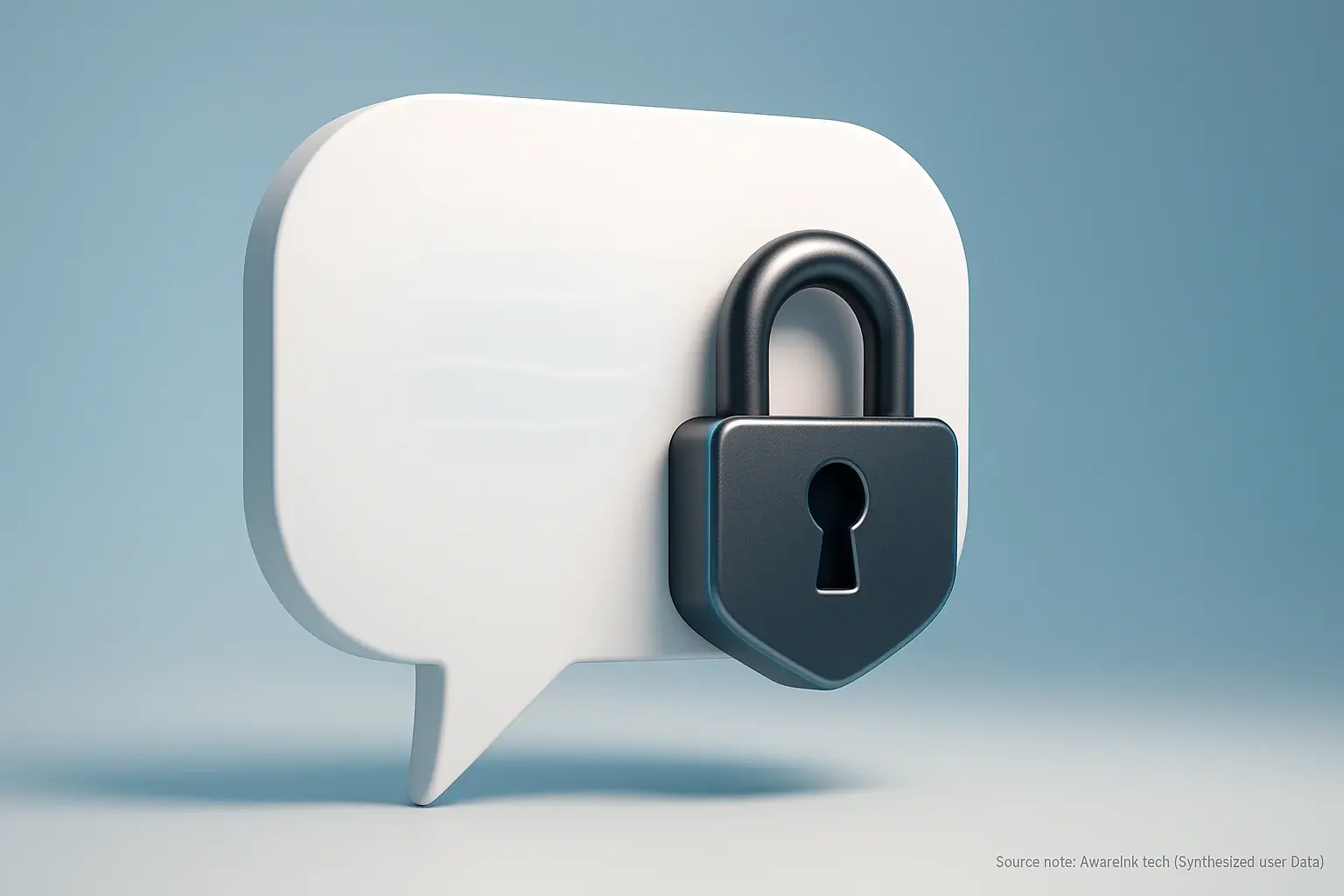 Speech bubble with padlock icon, symbolizing secure, private comment data.