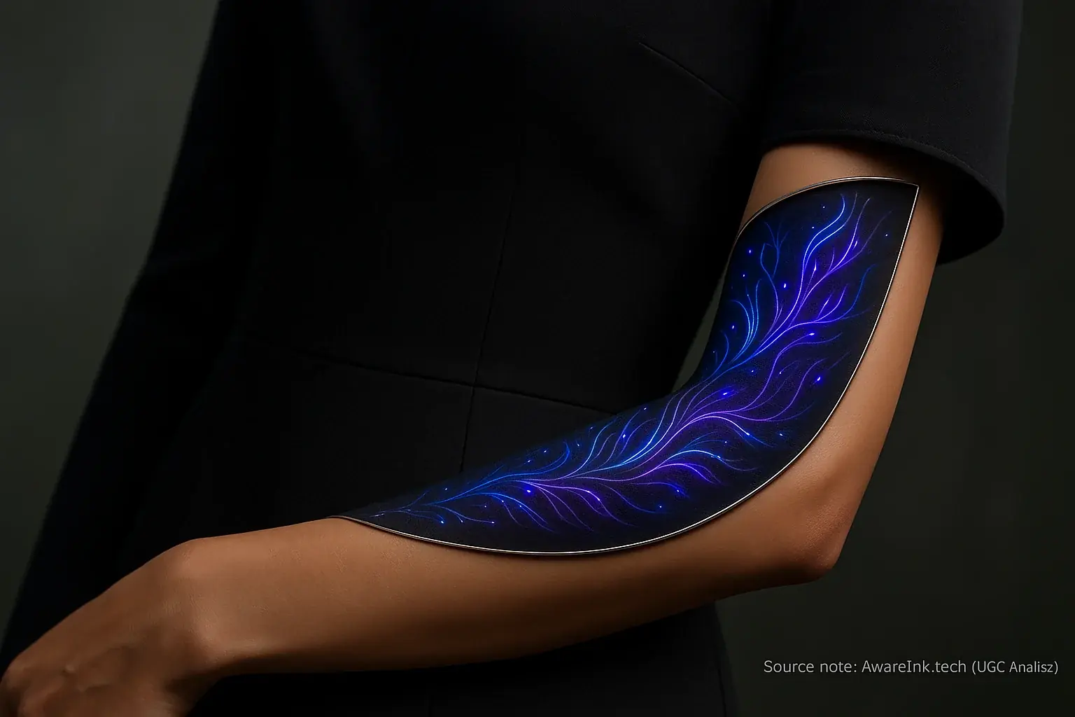 Subtle fashion accessory complements a smart tattoo's dynamic patterns, enhancing aesthetic self-expression.
