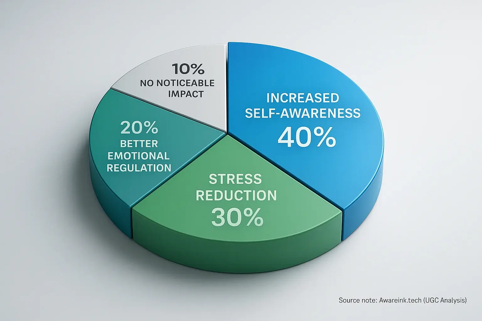 Pie chart: [Product 3 Name]'s user-reported emotional benefits: stress reduction, self-awareness, better emotional